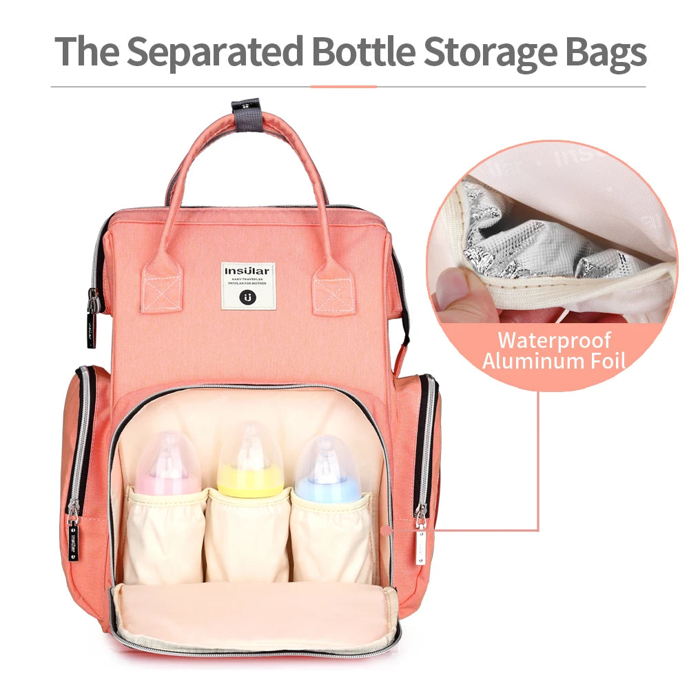 Insular Brand Nappy Backpack Bag Mummy Large Capacity Stroller Bag Mom Baby Multi-function Waterproof Outdoor Travel Diaper Bags