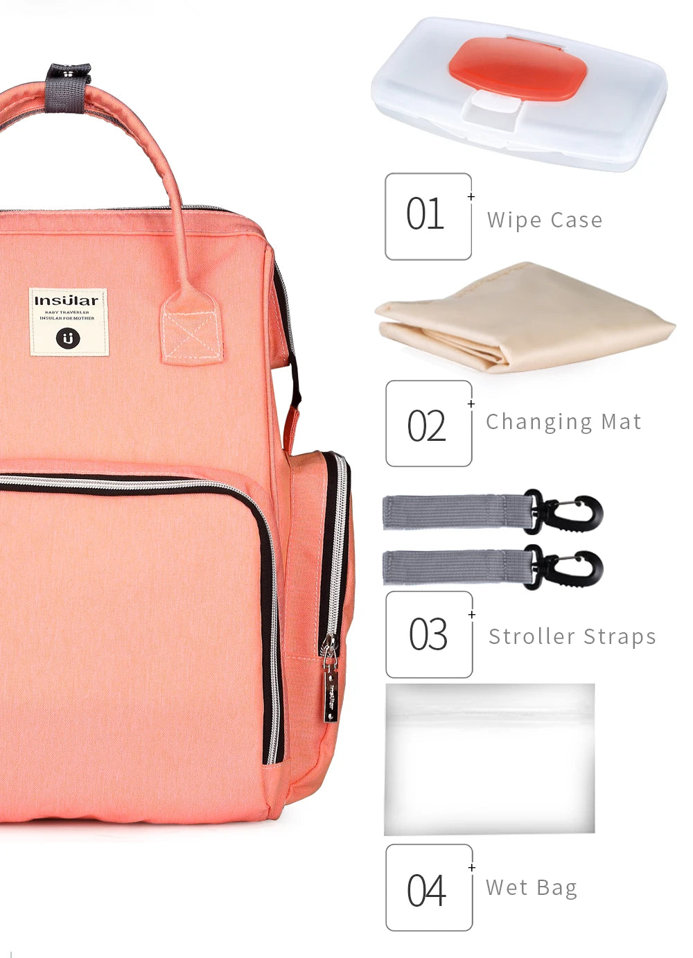 Insular Brand Nappy Backpack Bag Mummy Large Capacity Stroller Bag Mom Baby Multi-function Waterproof Outdoor Travel Diaper Bags