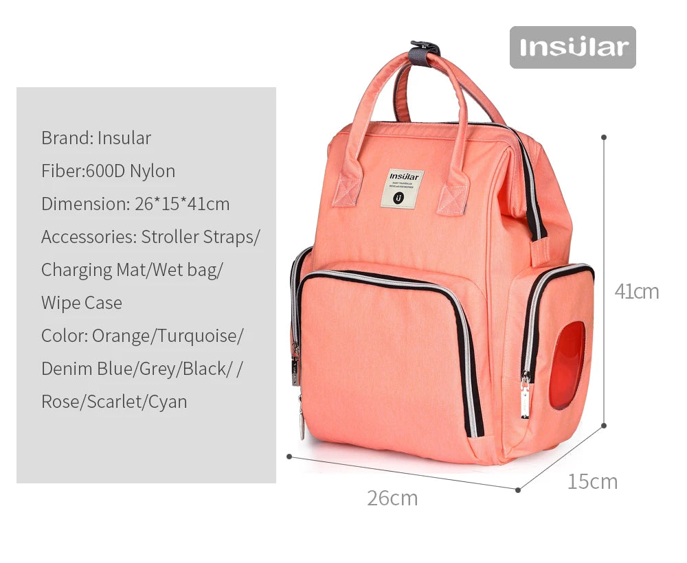 Insular Brand Nappy Backpack Bag Mummy Large Capacity Stroller Bag Mom Baby Multi-function Waterproof Outdoor Travel Diaper Bags