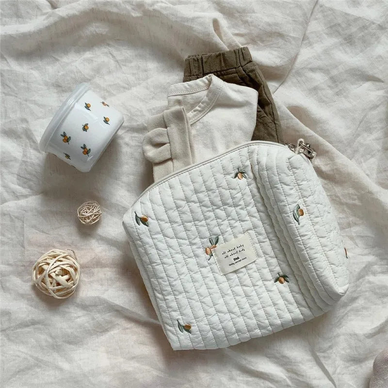 Bear Embroidery Baby Nappy Bag Stroller Diaper Caddies Bags Portable Nappies Storage Toiletry Organizer Mommy Bag for Mom
