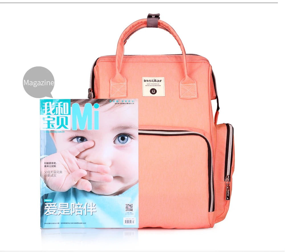 Insular Brand Nappy Backpack Bag Mummy Large Capacity Stroller Bag Mom Baby Multi-function Waterproof Outdoor Travel Diaper Bags