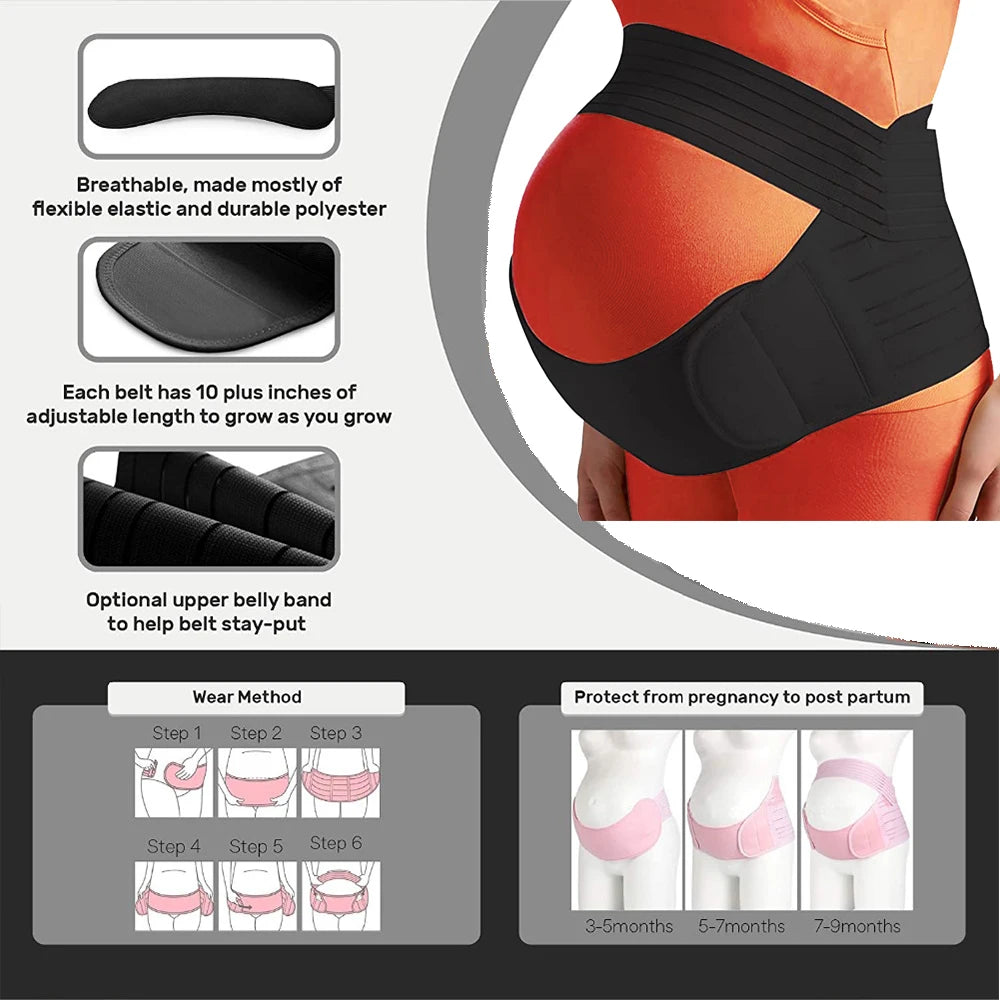 Ceinture de maternité pour femmes enceintes, protection pour le ventre, soutien de l'abdomen, vêtements pour femmes enceintes, ceinture de taille, ceinture dorsale, vêtements de grossesse