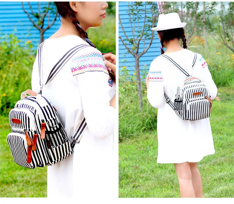 Sac à langer rayé pour femme, sac à langer tendance et imperméable pour maman, sac à dos de voyage pour bébé, sac à main multifonction pour soins infirmiers