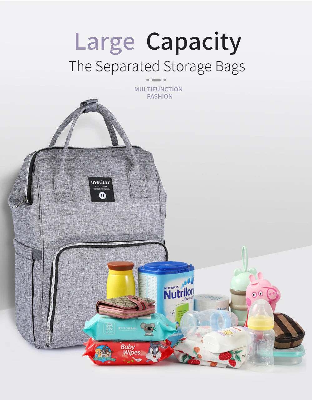 Insular Brand Nappy Backpack Bag Mummy Large Capacity Stroller Bag Mom Baby Multi-function Waterproof Outdoor Travel Diaper Bags