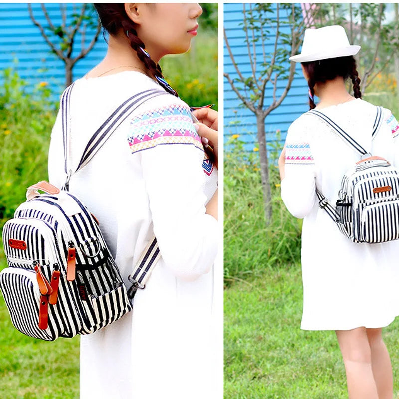 Sac à langer rayé pour femme, sac à langer tendance et imperméable pour maman, sac à dos de voyage pour bébé, sac à main multifonction pour soins infirmiers