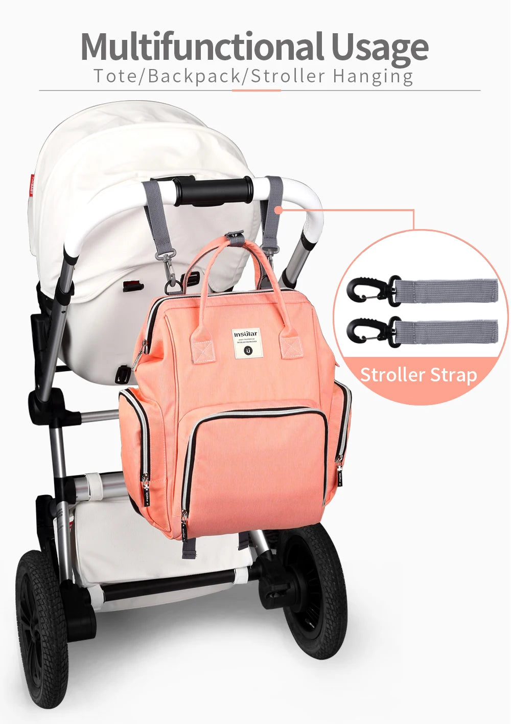 Insular Brand Nappy Backpack Bag Mummy Large Capacity Stroller Bag Mom Baby Multi-function Waterproof Outdoor Travel Diaper Bags