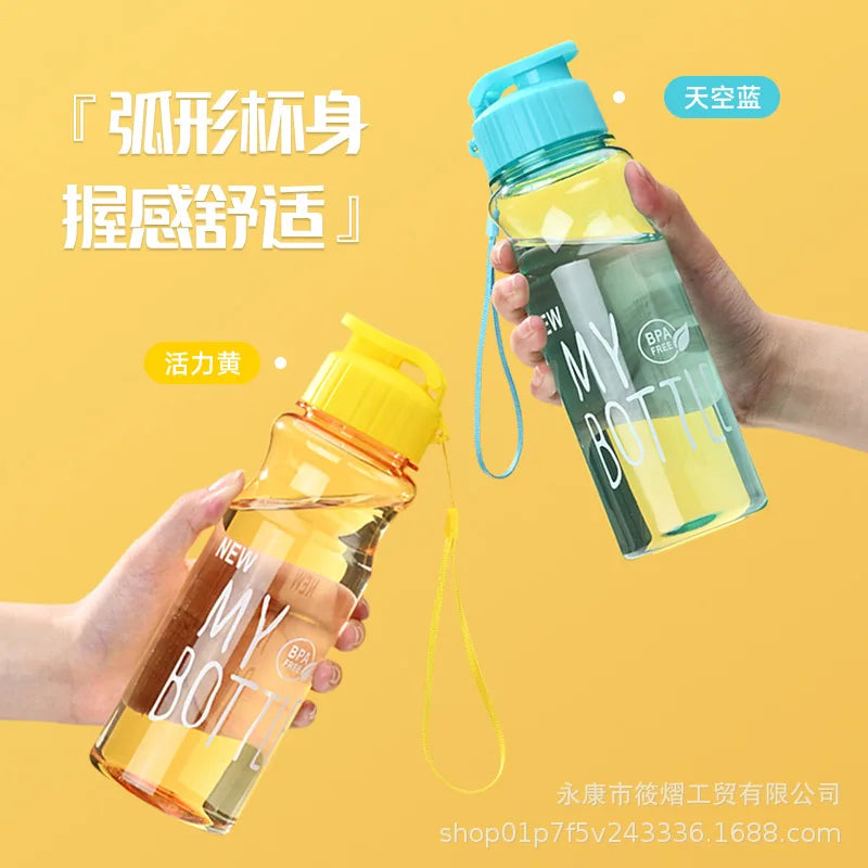 650ml Plastic Water Bottle for Drinking Portable Sport Tea Coffee Cup Kitchen Tools Kids Water Bottle for School Transparent