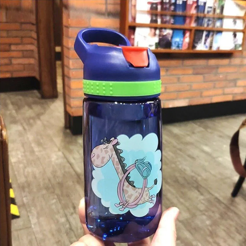 Kids Water Bottle with Straw BPA Free Children's Drinking Kettle 480ML Healthy Plastic Portable School Cup Transparent Water Cup