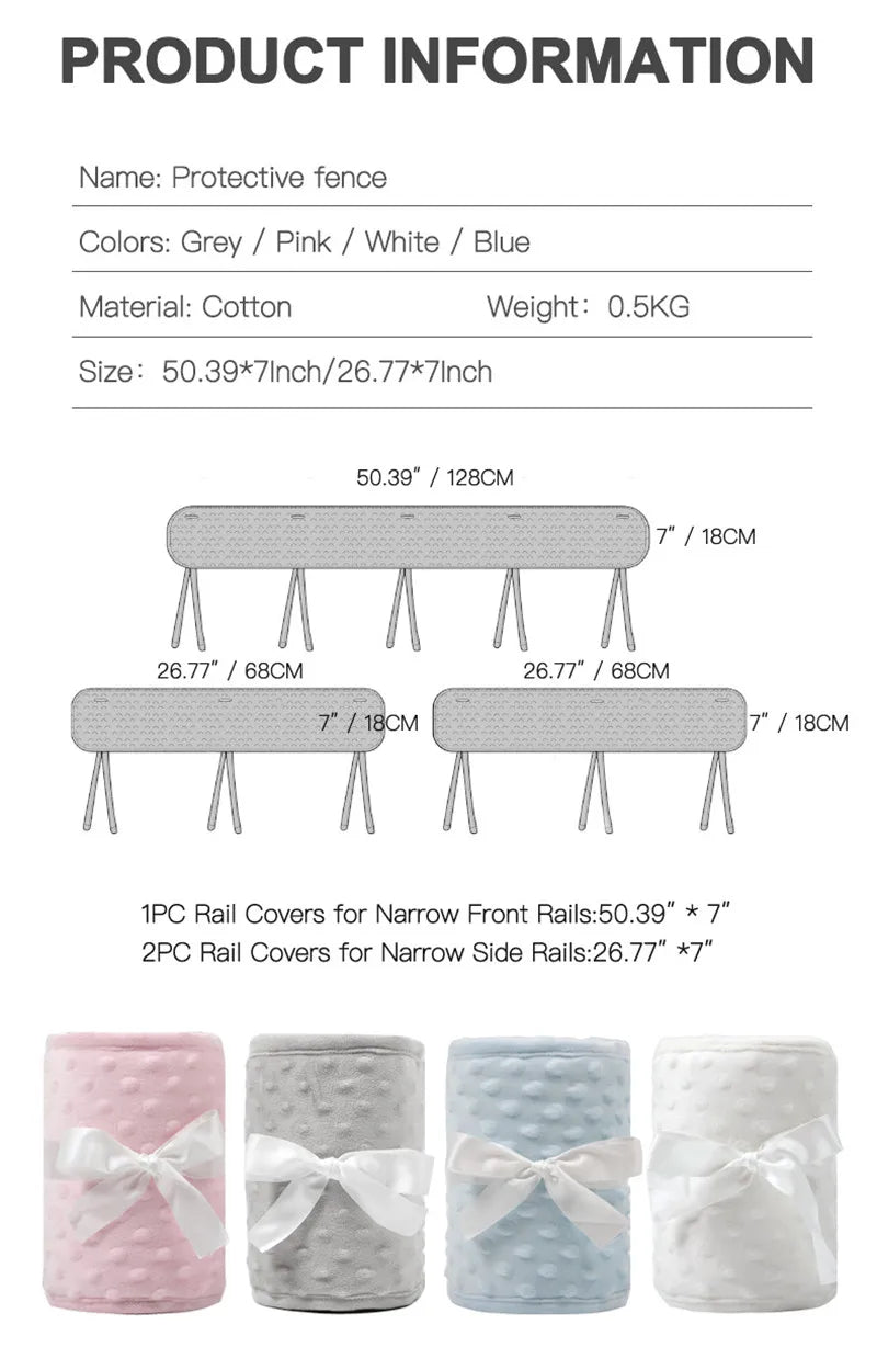 Barrière de protection en polaire à bulles pour lit de bébé, ensemble de 3 pièces de barrière de protection pour produit de soins pour bébé, housse de barrière de lit anti-collision