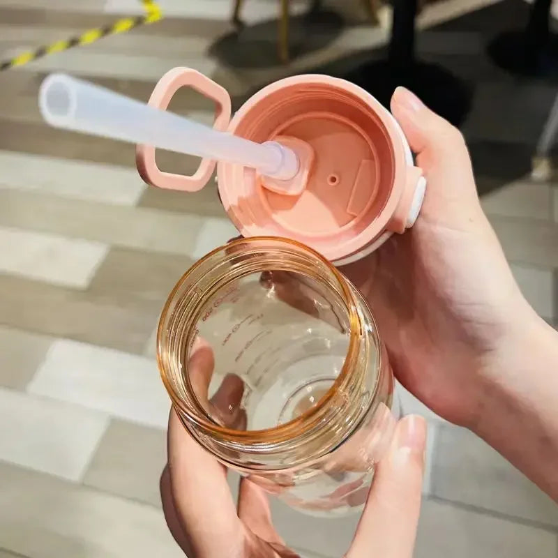 550/650ml Cute Plastic Water Bottle for Drinking Portable Sport Tea Cup Kitchen Tools Kids Water Bottle for School Transparent