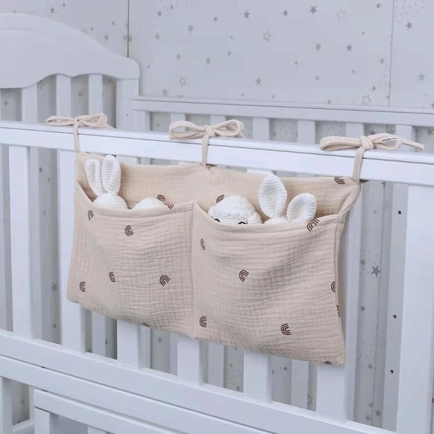 Bedside Diaper Bag Cute Cartoon Print Baby Disposable Diaper Storage Bag Handbag Baby Boys Girls Bottle Trolley Hanging Bag New