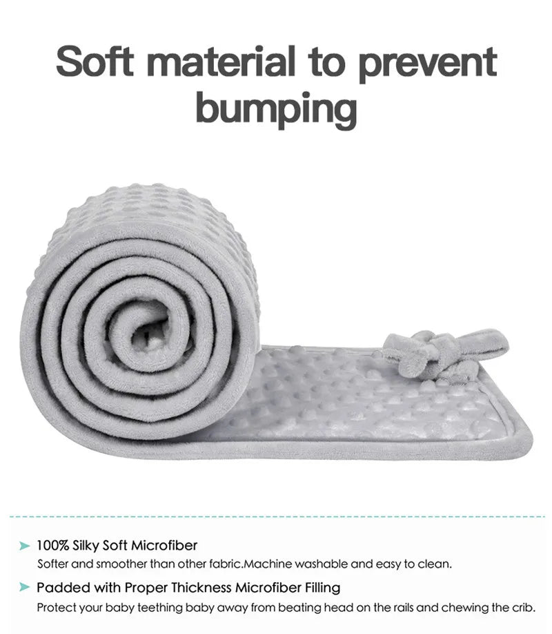 Barrière de protection en polaire à bulles pour lit de bébé, ensemble de 3 pièces de barrière de protection pour produit de soins pour bébé, housse de barrière de lit anti-collision