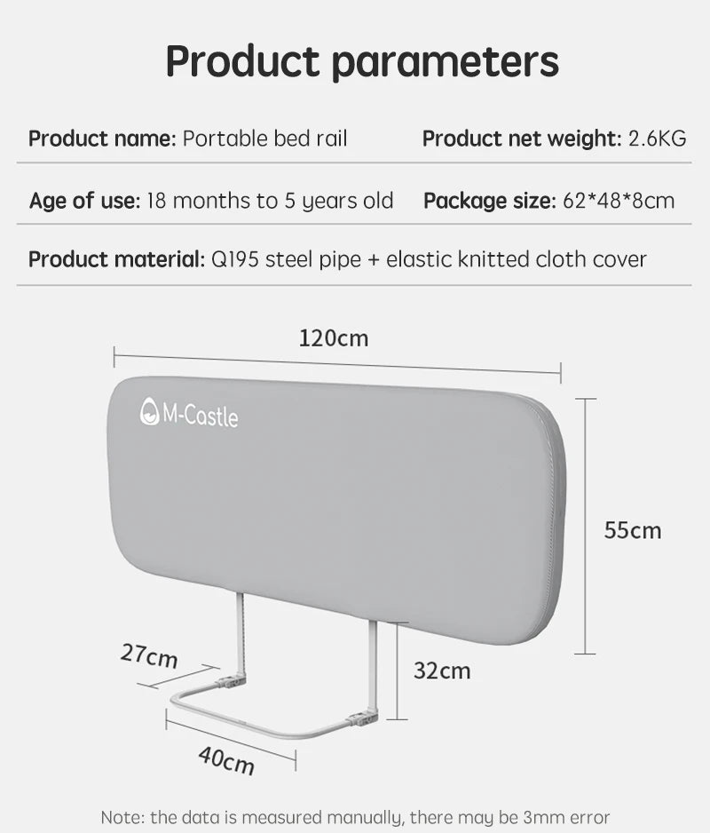 Barrière de sécurité portable pour lit d'enfant - Protection pliable