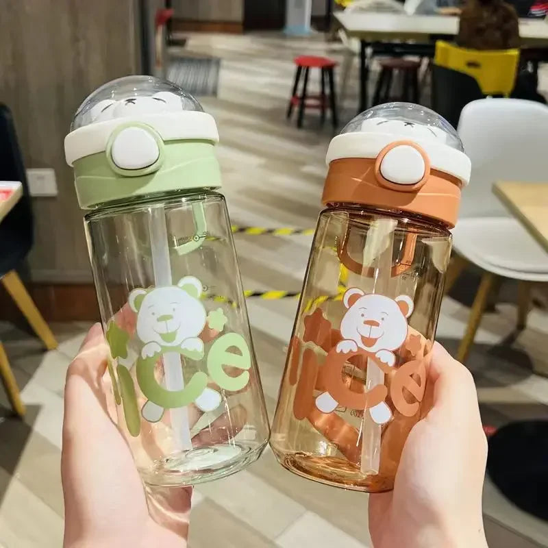 550/650ml Cute Plastic Water Bottle for Drinking Portable Sport Tea Cup Kitchen Tools Kids Water Bottle for School Transparent