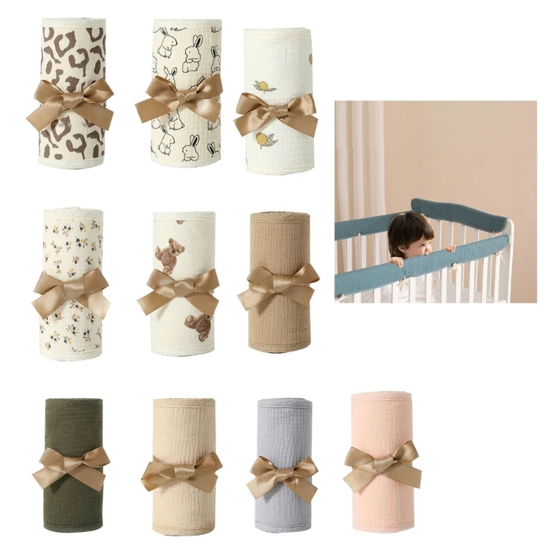 Baby Bed SoftEdge Protector Baby Crib Rail Cover Protector Set Wrapped Rail Cover Crib Rail Guard Anti-Collision Strip A2UB