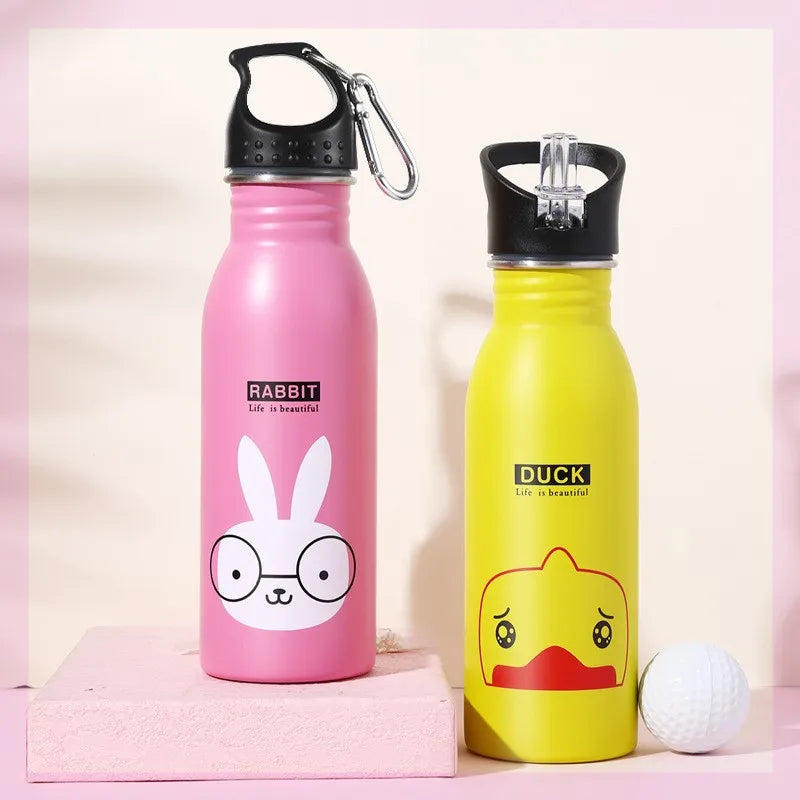 Bouteille d'eau portable en acier inoxydable pour cyclisme, camping, bouilloire, pour enfants, Kawaii, pour le sport, pour eau froide