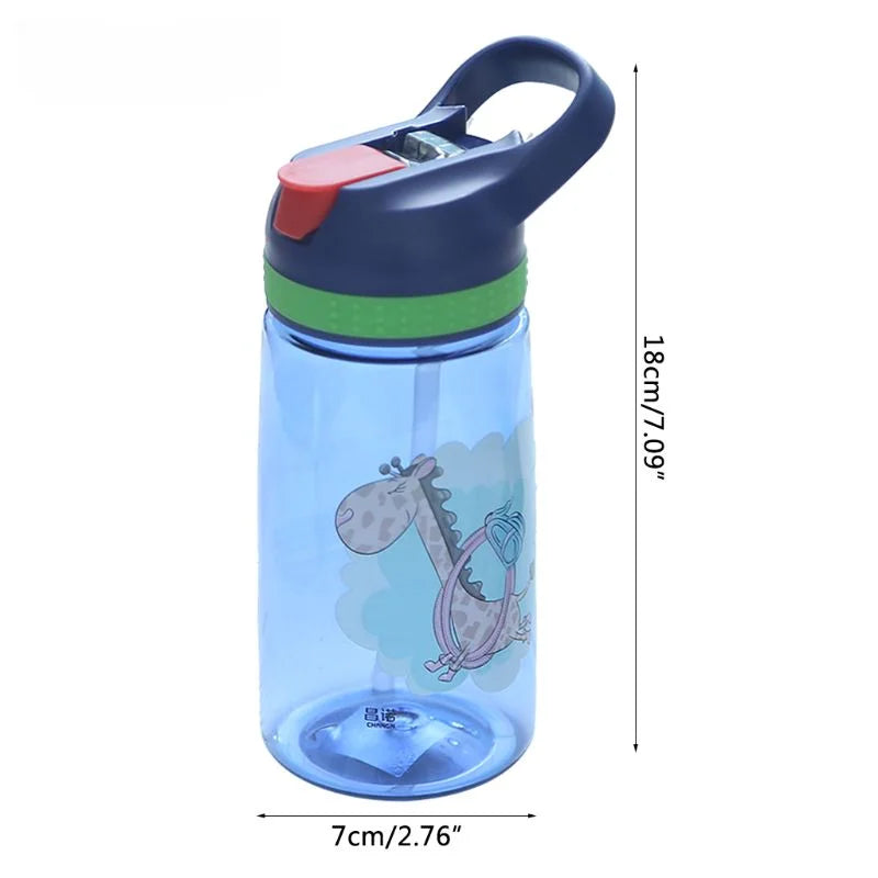 Kids Water Bottle with Straw BPA Free Children's Drinking Kettle 480ML Healthy Plastic Portable School Cup Transparent Water Cup