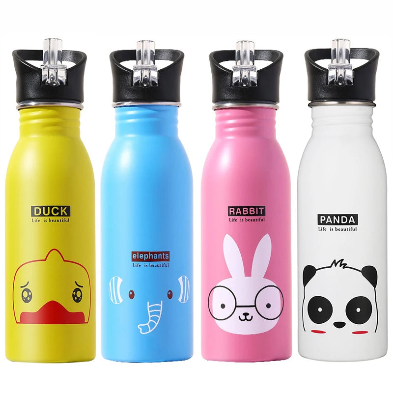Bouteille d'eau portable en acier inoxydable pour cyclisme, camping, bouilloire, pour enfants, Kawaii, pour le sport, pour eau froide