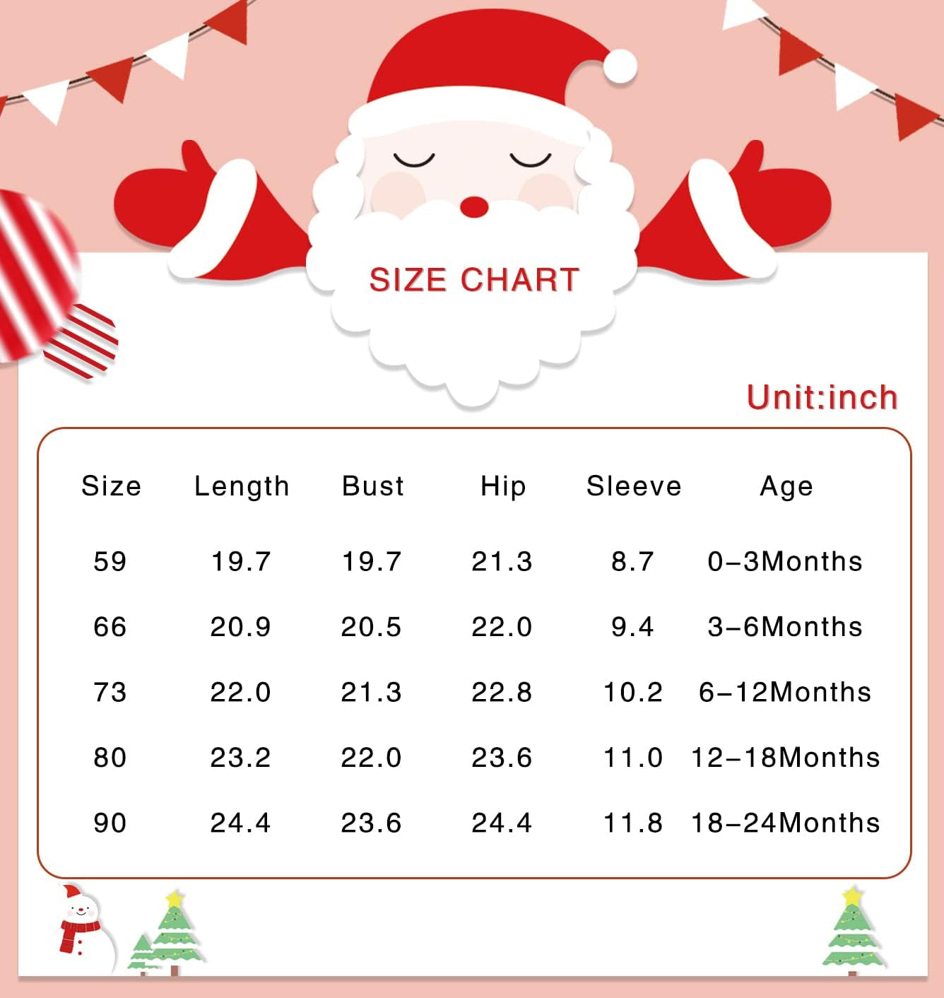 Baby Boys and Baby Girls Christmas Santa Claus Costumes Size 0-24 Months
