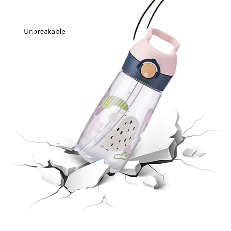 Bouteille d'eau pour enfants de 480 ml en matériau Tritan de haute qualité avec paille sans BPA