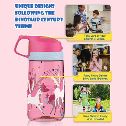 Bouteille d'eau pour enfants FJbottle avec paille 450 ml Bouteille à boire écologique Tritan One Touch Flip Cap BPA